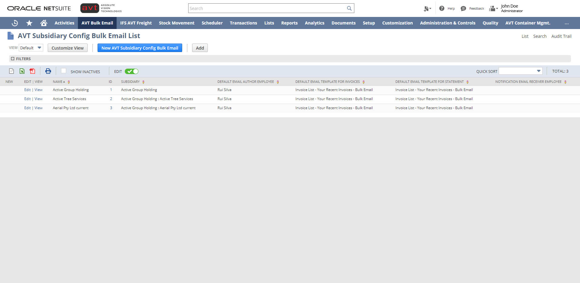 avt-subsidiary-config-bulk-email-list-web AVT Bulk Invoicing App - Subsidiary Configuration