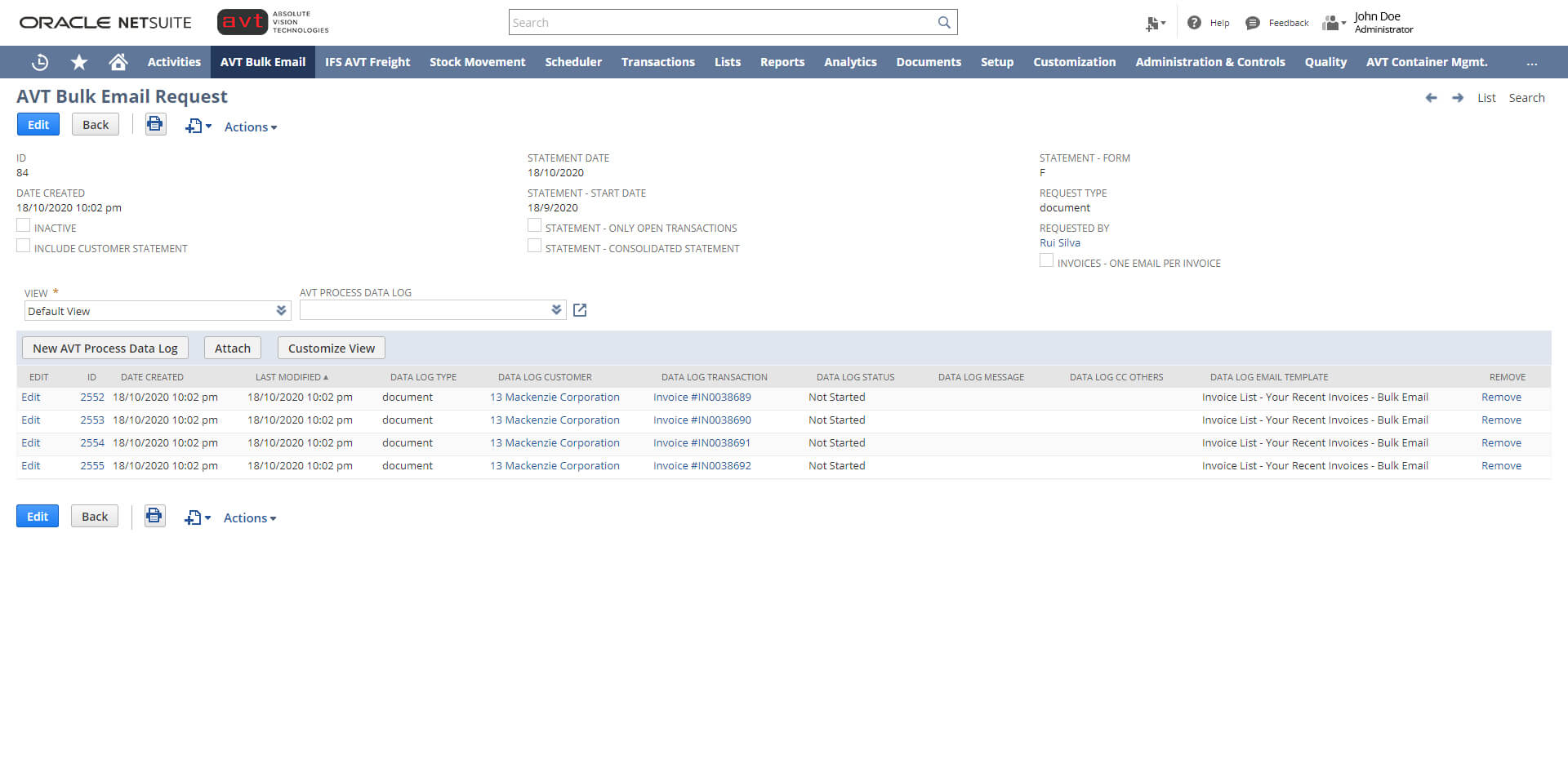 log-record-web AVT Bulk Invoicing App - Log Record 1